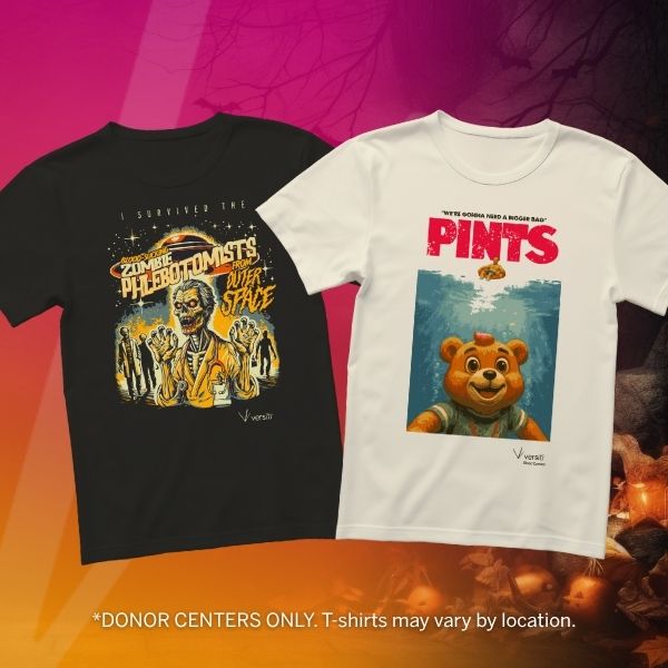 Give blood at a Versiti donor center Oct. 20-26 for a classic Halloween T-shirt.