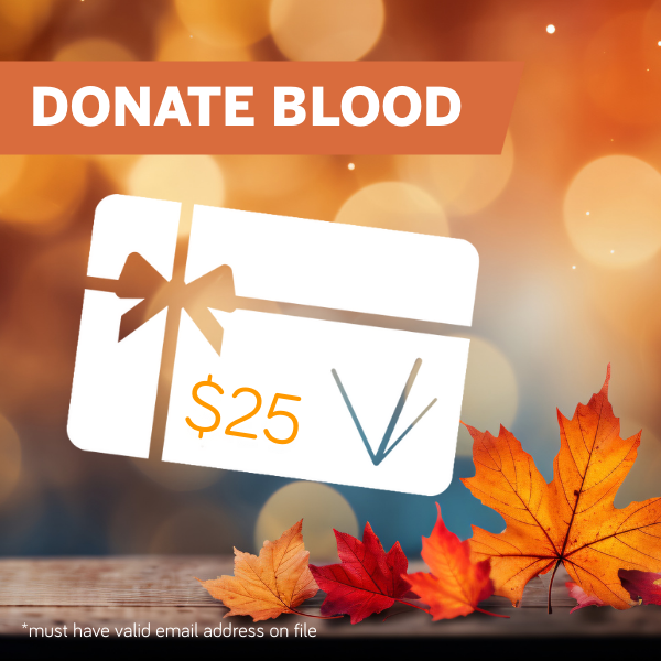 Give blood at a donor center by October 12 (w/ code PUMPKIN in online notes) to get this e-gift. 