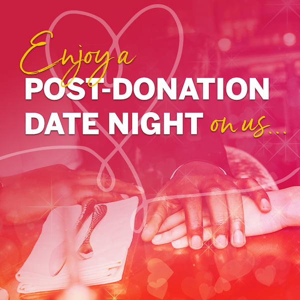 Donate at a donor center Feb. 3-9 to receive a $20 restaurant gift card, while supplies last